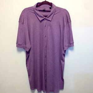 Raffi Big and Tall Purple Short Sleeve Button Down Casual Shirt 4913